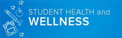 blue background with white text that reads student health and wellness